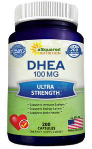 DHEA 100mg Supplement  200 Capsules  High Potency Dehydroepiandrosterone for Men and Women  Max Strength Pills for Brain Health, Energy, and Immun
