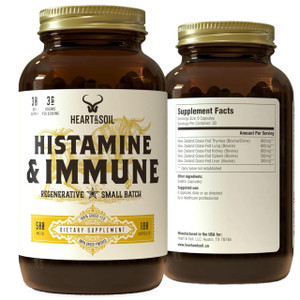 HEART & SOIL  100% Grass Fed & Finished Histamine & Immune Support Supplement from Regenerative Cattle with Thymus, Lung, Spleen, Liver, & Kidney 