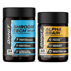 ONNIT Cognitive & Endurance Support Bundle: Alpha Brain Nootropic Capsules (30 Count) + Shroom Tech Sport Exercise Support Capsules (84 Count), IGEN