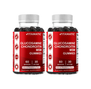 Vitamatic Glucosamine Chondroitin Gummies with MSM & Vitamin E  Joint Support  60 Pectin-Based Gummies per Bottle  Pack of 2 (Total 120 Count)