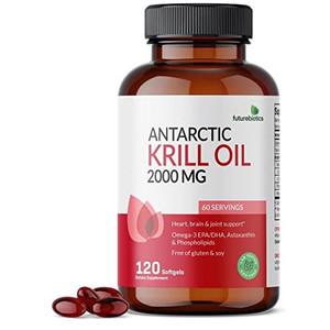 Futurebiotics Antarctic Krill Oil 2000mg with Astaxanthin, Omega-3s EPA, DHA and Phospholipids - 100% Pure Premium Krill Oil Heavy Metal Tested, Non