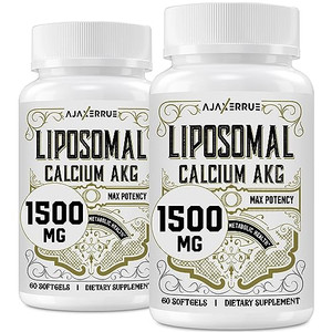 AJAXERRUE Liposomal Calcium AKG Supplement 1500 MG (Alpha-Ketoglutaric Acid), More Effective Than AAKG, Ca AKG for Longevity, Age Defense, Cellular E