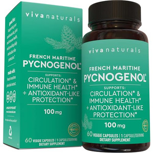 Viva Naturals Pycnogenol - 100mg French Maritime Pine Bark Extract  Supports Circulation, Antioxidant-Like Activity, Joints & Immune Health and Func