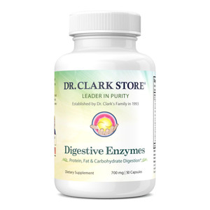 Dr. Clark Digestive Enzymes Supplement  700mg, 50 Gelatin Capsules, Promotes Digestive Health & Gut Function