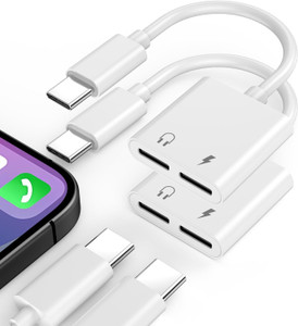 iPhone 16 Headphone Adapter,2 Pack[MFi Certified]Dual USB C Splitter Headphones and Charging Adapter with PD 60W 45W Car Carplay Fast Charge for iPho