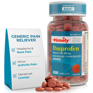 TIME-Cap Labs 200 Tablets Ibuprofen 200mg Coated - Pain Reliever & Fever Reducer (NSAID) for Adults, Helps with Headache, Back Pain, Muscle Aches, To