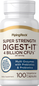 Piping Rock Digestive Enzymes for Women and Men | 100 Capsules | 4 Billion CFU | Multi Supplement with Probiotics and Prebiotics | Extra Strength Pil