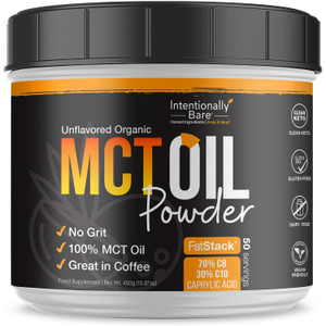 Intentionally Bare MCT Oil Powder - Unflavored Coconut Oil with 70% C8 and 30% C10 - MCT Oil for Clean Energy, Brain Health, Mood and Focus - Coconut