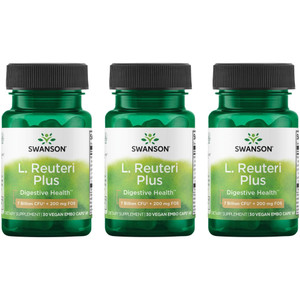 Swanson L. Reuteri Probiotic Plus w/L. Rhamnosus L. Acidophilus & FOS Prebiotic Digestive Support - Promotes Gut Health w/ 7 Billion CFU per Capsule