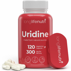 LongLifeNutri Uridine Monophosphate 300mg  Choline Precursor & Synaptic Function, Nootropic for Focus & Mental Performance, 120 Vegetarian Capsules,