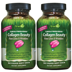Irwin Naturals Collagen Beauty  80 Liquid Soft-Gels  Advanced Skin, Hair & Nail Nourishment - 2 Pack