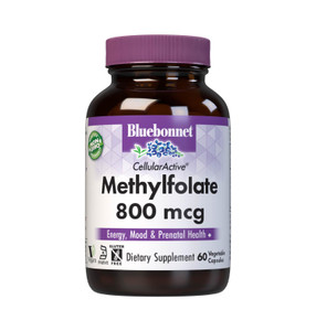 BlueBonnet Nutrition CellularActive Methylfolate 800 mcg  Formulated with Quatrefolic - for Energy, Mood, and Prenatal Health - Vegan, Gluten-Free,