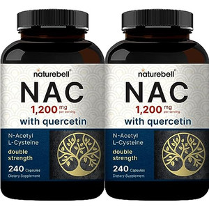2 Pack NAC Supplement (N-Acetyl Cysteine) with Quercetin, 1,200mg Per Serving, 480 Capsules | Double Strength Antioxidant Support for Immune, Liver,