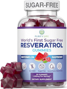 Sugar-Free Resveratrol Gummies - Potent Anti-Aging Antioxidant - Resveratrol Supplement to Support Digestive & Immune Health - Natural Herb for Cell