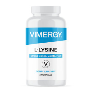 Vimergy L-Lysine  Promotes Healthy Skin, Hair & Nails*  Supports Healthy Metabolism*  Vegan, Non-GMO & Gluten-Free  270 Capsules