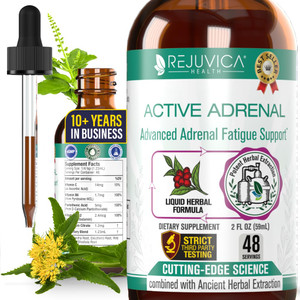 Rejuvica Health Active Adrenal - Advanced Adrenal Support Tincture - Liquid Delivery for Better Absorption - Ashwagandha, B-Vitamins, Magnesium and M