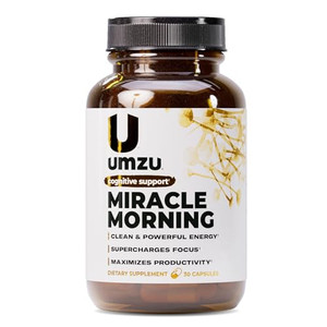 UMZU Miracle Morning Energy Support Supplement, (30 Day Supply)  Caffeine, Theacrine & Organic Ingredients  Morning Energy, Focus & Mood Support En