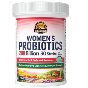 Vitalitown Womens Probiotics | 200 Billion CFUs 30 Strains | 60 ct | Shelf Stable, Acid Resistant | Replenish Good Critter, Intensive Digestive & Va