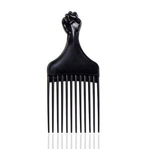 Black Soft 'N Style Hair Pick for Styling Women's and Men's Curly Hair, Plastic Detangler for Wigs, Braids, and Afros