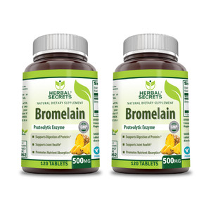 Herbal Secrets Bromelain 500 Mg 120 Tablets Supplement | Pack of 2 | Non-GMO | Gluten Free | Made in USA
