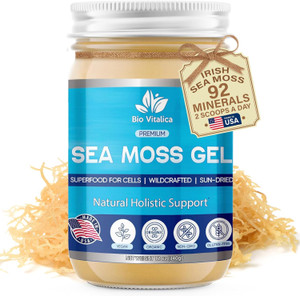 Sea Moss Gel by BioVitalica - Irish sea Moss raw Organic - Premium Quality - Dr Sebi, Vegan superfood for Cells - 100% Natural Seamoss Gel - (Pack of