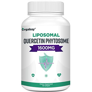 Orgabay Liposomal Quercetin Phytosome 1600 mg,Bromelain 200mg,Zinc 30mg,Vitamin C Turmeric 40 mg,Highest Absorption,Quercetin Complex, 60 Softgels
