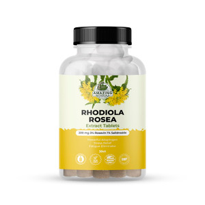 Amazing Botanicals Rhodiola Rosea Extract Tablets 3% Rosavin 1% Salidroside (30 Tablets) 200MG Each | Powerful Adaptogen, Relieves Stress & Fatigue