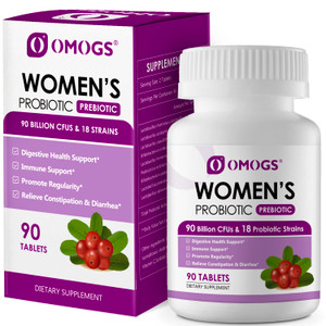 OMOGS Women's Probiotic, with Cranberry Extract, Organic Prebiotics & Vitamin C, 90 Billion CFUs,18 Strains, Help for Boost Immune, Digestive, Gut He