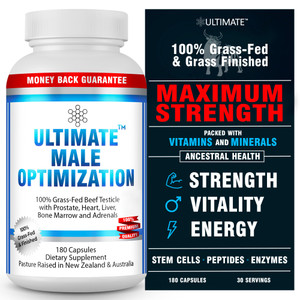 Ultimate Male Optimization 100% Grass Fed Beef Organ Supplement - Supports Test, Energy & Overall Men's Health & Wellness - Non-GMO Grass Fed Beef Or