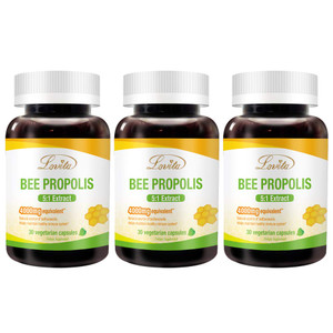 Lovita Propolis Capsule | 800mg, 5:1 Concentration | Natural Bee Propolis Extract | 30 Vegetarian Bee Propolis Capsules (Pack of 3/3 Months Supply)