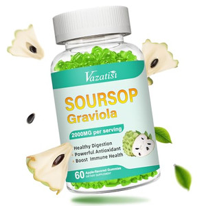 Vazatisi Soursop Graviola Gummeis, Organic Soursop Leaves and Fruit Extract for Cell Support & Regeneration, Immune Boost, Digestive Aid, Sugar Free/