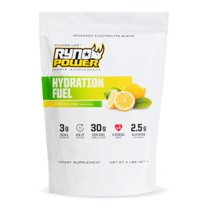 Ryno Power Hydration Fuel Electrolyte Drink Mix 2lb (20 Servings) 'Lemon Lime' - Advanced Electrolyte Formula + BCAA's - Gluten Free - Sustained Ener