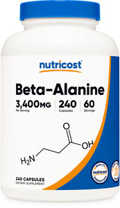 Nutricost Beta-Alanine Capsules 3400mg, 240 Capsules (60 Serv) - Potent Beta Alanine, Gluten Free & Non-GMO, 850mg Per Cap