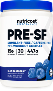 Nutricost Stimulant Free Pre-Workout, 30 Servings (Blue Raspberry) - Caffeine Free, Non-GMO, Gluten Free