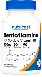 Nutricost Benfotiamine 300mg, 90 Capsules - Gluten Free, Non-GMO, and Vegetarian Friendly Fat Soluble Vitamin B1