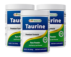 Best Naturals 100% Pure Taurine Powder Free Form - Taurine 1000mg per Serving - 1 Lb (454 gm) (1 LB (Pack of 3))