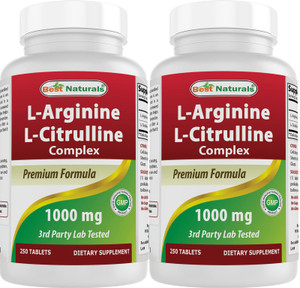 Best Naturals L-Arginine L-Citrulline Complex 1000 mg 250 Tablets (250 Count (Pack of 2))
