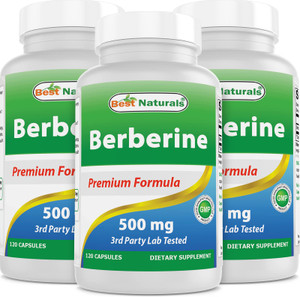 Best Naturals Berberine 500mg 120 Capsules - Supports Immune Function, Cardiovascular & Gastrointestinal Function (120 Count (Pack of 3))