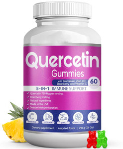 Quercetin Gummies by BioVitalica - Quercetin with Bromelain Vitamin C and Zinc & Elderberry + Vitamin D3-5 in 1 Immune Support - Zinc Quercetin 750 m