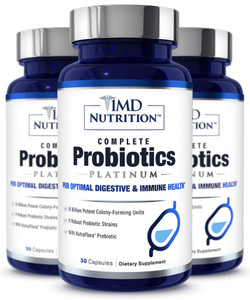 1MD Complete Probiotics Platinum | Supports Digestive Health | with Nourishing Prebiotics, 51 Billion Live CFU, 11 Strains, Dairy-Free | 30 Vegetable