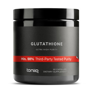 Toniiq Ultra High Strength Glutathione Capsules - 1000mg Concentrated Formula - 98%+ Highly Purified and Bioavailable - Non-GMO Fermentation - 60 Cap