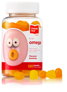Chapter One Omega Gummies, Great Tasting for Kids, Certified Kosher (120 Flavored Gummies)