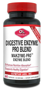 Olympian Labs Digestive Makzyme-Pro Enzymes, 60 Capsules, Breaks Down Proteins, Carbs, Fats, Oil & Milk, 60 Servings