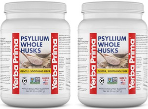 Yerba Prima Whole Psyllium Husk Fiber Supplement 20 oz (Pack of 2) - Vegan, Gluten Free, Non-GMO