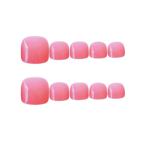 24pcs Press on Toenails for Women French False Toenail Tips with Glue Design, Artificial Pink Gel Fake Toenails Pedicure Kit, Acrylic False Toenails