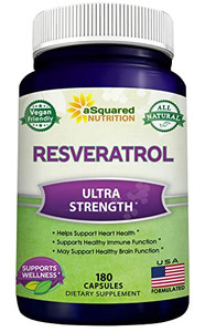 100% Natural Resveratrol - 1000mg Per Serving Max Strength (180 Capsules) Antioxidant Supplement, Trans-Resveratrol Pills for Heart Health & Pure, Po