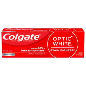 Colgate Optic White Stain Fighter Teeth Whitening Toothpaste, Anticavity Fluoride Toothpaste for Whitening Teeth, Helps Remove Daily Surface Stains,