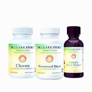 Dr Clark Store Intestine Support & Cleanse Kit - with Original Green Tincture from Black Walnut Hulls, Wormwood, and Cloves-Helps Maintain Optimum In