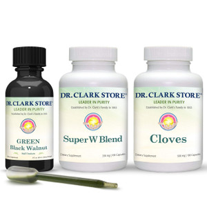 Dr Clark Store Intestine Support & Cleanse Kit - with Original Green Tincture from Black Walnut Hulls, Wormwood, and Cloves-Helps Maintain Optimum In