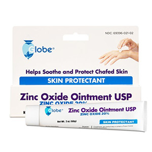 GLOBE Zinc Oxide Ointment 20%, 2 Ounce Tube, Advanced Skin Protection, for Diaper Rash, Relief from Poison Ivy, Sumac & Oak, Protects from Wetness, P